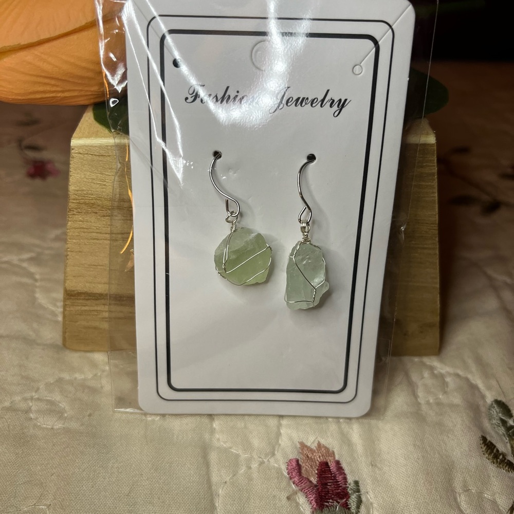 Raw fluorite earrings